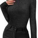 MANGOPOP Long Sleeve Shirts for Women Thermal Ribbed Crew Neck Lightweight Sweater Fitted Fall Winter Womens Tops 2025 Trendy (Gray, M)