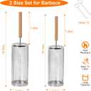 Rolling Grill Basket 2 Pack, Stainless Steel BBQ Grilling Cage | Removable Wooden Handle, Secure Locking Design for Vegetables, Seafood & Meat, Perfect for Smoker and Backyard BBQ