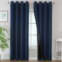 Estelar Textiler Navy Blue 100% Blackout Curtains for Bedroom, Thermal Insulated Full Room Darkening Window Curtains 90 Inches Long 2 Panels for Living Room, Full Light Blocking Grommet Drapes, 52Wx90L