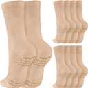 Twistover 3 Pairs Dance Non Slip Socks for Dancer Women Girls Ballet Dancing Socks with Spin Spot Compression Ankle Stockings (Medium, Beige)