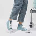 hash bubbie High Top Sneakers for Women Classic High Tops Canvas Shoes Lace up Women's Fashion Sneaker(Turquoise,US8.5W/US6.5M)