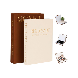 Decorative Books -Set of 2 Linen Covered Boxes Enhance Your Coffee Table,Bookshelf Decors,Aesthetic Fake/Faux Book for Modern Home Decoration, Jewelry Box and Photo Storage Box (Brown and beige)