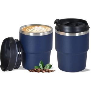 6oz Vacuum Insulated Espresso Cup Set of 2, Espresso Shot Cup for Coffee, Double Wall Stainless Steel Mini Tumbler Shot Glasses with Lid