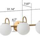 Gold Bathroom Vanity Light, 31" Modern Dimmable 4-Light Bathroom Light Fixture Over Mirror, Globe Vanity Light with Frosted Glass Shade Globe Wall Sconce