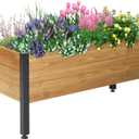Wood Rectangular Garden Planter Box Raised Garden Bed Outdoor,Planters for Outdoor Plants 37x13x15in Elevated Planter Box for Herbs Vegetables Flowers Great for Patio Deck Balcony