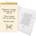 4 x Obbyidk Funny Valentine's Day Card for Wife Husband, Romantic Valentines Card for Boyfriend Girlfriend, Sometimes I Wonder How You Put Up With Me...