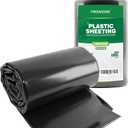 Black Plastic Sheeting 6 Mil 10 x 25 FT, Heavy Duty Polyethylene Sheeting, Waterproof, UV Protection, for Weed Barrier, Moisture, Construction Film, Lumber Tarp, Ground Cover