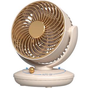 Small Oscillating Fan, 2025 New Mini Desk Table Fans for for Bedroom Dorm, 3-Speed Rechargeable Portable Air Circulator for Cooling Sleep, Quiet Bedside Fan for Office Desk, Dorm Room Essentials