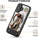 Bouvardia for iPhone 16 Case - Multi-Scenario Kickstand & Cosmic Astronaut Pattern - Compatible with Magsafe - Aesthetic Cute Design for Women and Girls