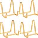Plate Holder Easel Display Stand - 3 inch Metal Plate Stands for Display - Tabletop Picture Stand - Gold Iron Easels for Display Pictures | Photo Frames | Book | Decorative Plates | Plaque - 4 Pack