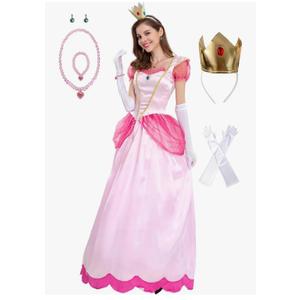 Princess Peach Costume Adult Super Borthers Costume Women With Accessories XL