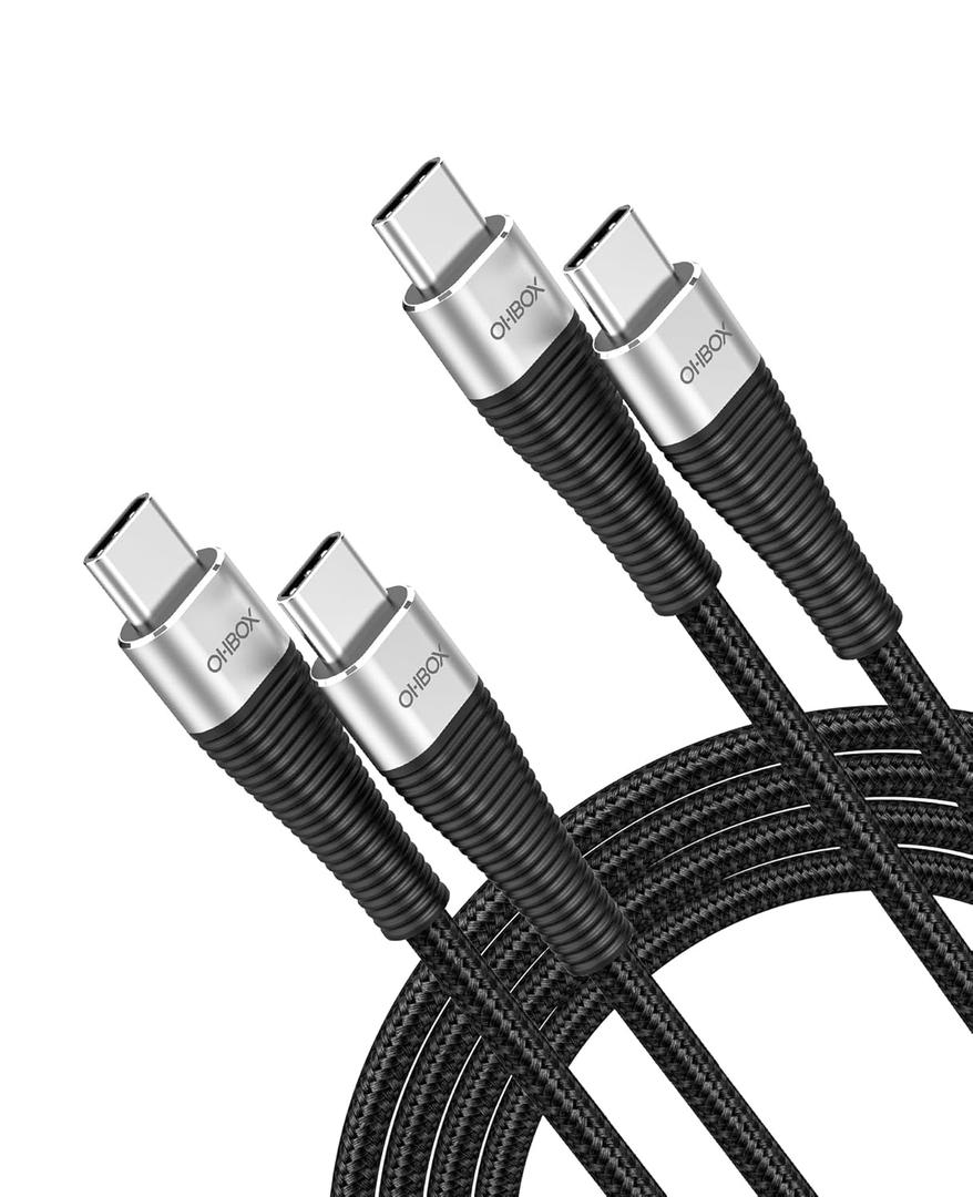 USB C to USB C Cable 6FT 2Pack, 100W Type C Charger Fast Charging Cord Braided, USBC Cable for iPhone 17 Pro Max 16/15, iPad Pro/Air/Mini, MacBook Pro/Air, Samsung, Pixel Phones, Tablets and Laptops