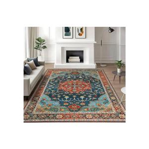 WILLSUN Washable Area Rugs, 5x7 Non-Slip Boho Large Area Rugs for Living Room, Bedroom, Machine Washable Vintage Rug, Indoor Floral Print Carpet for Home Decor, Kid & Pet Friendly Mat