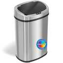 iTouchless SensorCan 13 Gallon Kitchen Trash Can with Odor Filter, Stainless Steel Oval Automatic Trashcan for Home Office Bedroom Living Room Garage Large Capacity Slim Space-Saving Bin