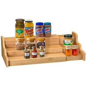 Spice Rack Kitchen Cabinet Organizer- 3 Tier Bamboo Expandable Display Shelf Yellow Spice Rack Kitchen Cabinet Organizer- 3 Tier Bamboo Expandable Display Shelf Yellow