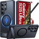 TORRAS Strong Magnetic & Seamless Stand for Samsung Galaxy S25 Ultra Case, Fit for MagSafe, Mil-Grade Drop Protection, Kickstand for Samsung Galaxy S25 Ultra Case, Translucent Back/Black Edge