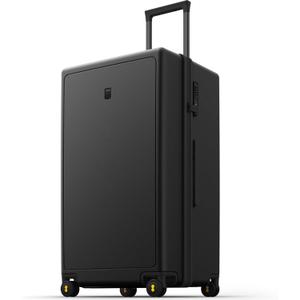 LEVEL8 Trunk Luggages, Large Suitcase 28 Inch Luggage with Spinner Wheels, Luminous Textured Checked Lightweight Hard Shell with Tsa Lock, Black