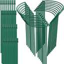 16 Pack 32 or 16 inch Adjustable Plant Support Stakes, Heavy-Duty Half Round Peony Support, Garden Plant Stakes Cage for Outdoor Plants, Peony, Tomato, Hydrangea, (16In Support +16In Extension Tubes)