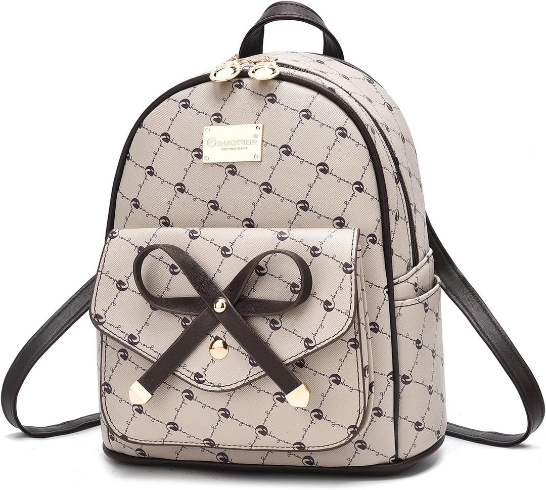 I IHAYNER Girls Bowknot Cute Leather Backpack Mini Backpack Purse for Women