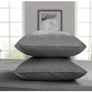 Threadmill King Size Pillow Cases 2 Piece Set | 1200 Thread Count 100% Supima Cotton Pillow Covers, Luxury Smooth Solid Sateen | Dark Grey
