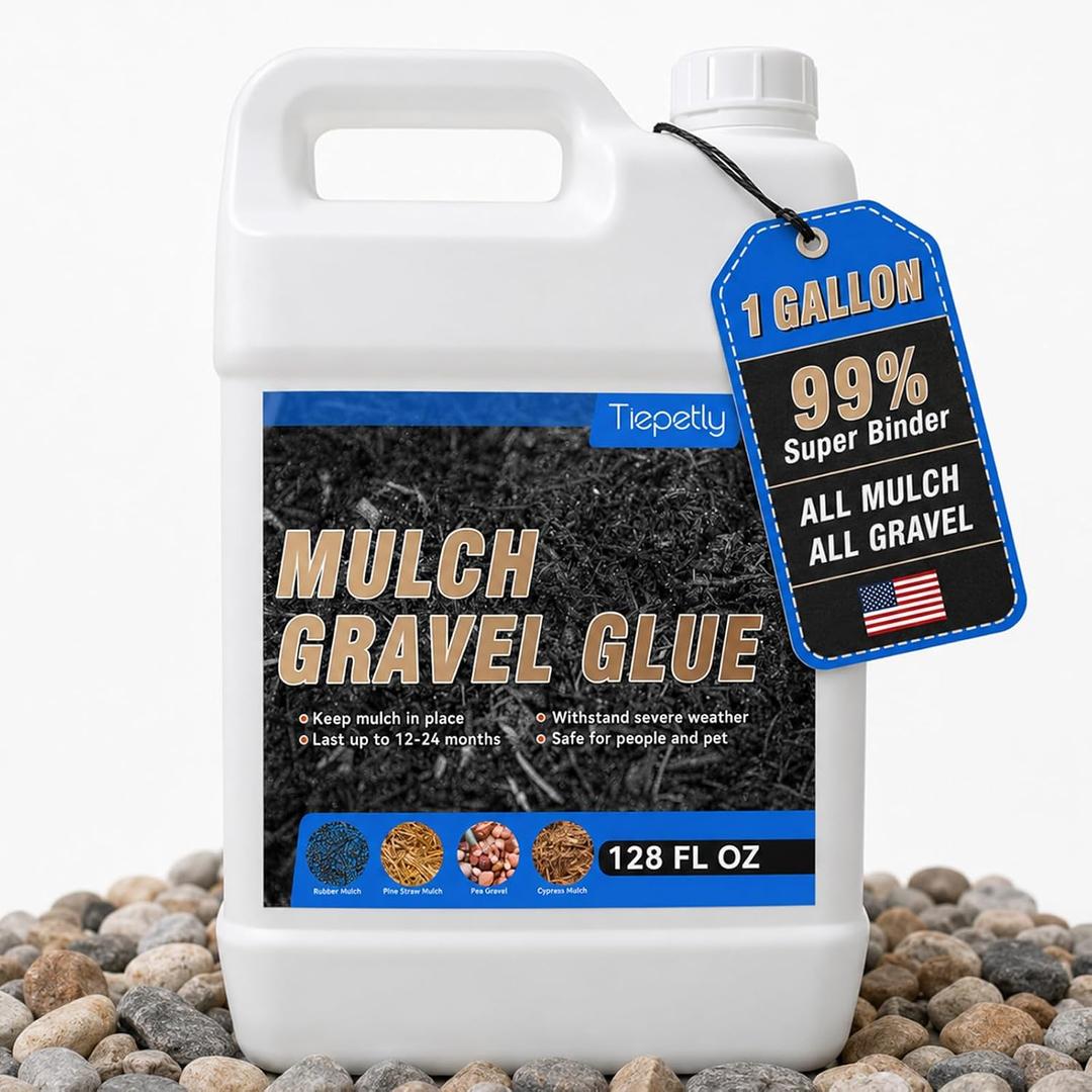 2 x Mulch Glue, Landscape Rock & Pea Gravel Glue, Fast Drying Clear Bond, Locks Mulch, Gravel & Decorative Stones, Weather Resistant, Lasts Up to 1224 Months (128OZ)