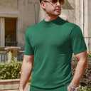 Vssjavun Men's Mock Neck Shirt Short Sleeve Turtleneck T-Shirt Slim Fit Pullover Casual Basic Tee (Green, M)