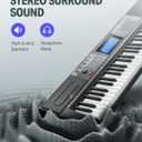 Donner Keyboard Piano, 61 Key Piano Keyboard for Beginner/Professional, Electric Keyboard Kit with 249 Voices, 249 Rhythms - Includes Music Stand, Microphone, Black (DEK-610S), Compact