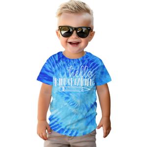 MODNTOGA Kids Boy Hello Kindergarten Shirt Toddler Boys Kindergarten Pencil Print T-Shirt First Day of School Summer Tee Tops (Kindergarten Blue, 4-5 Years)