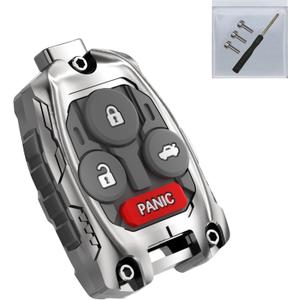 Cutting NOT Required - Upgraded Version Heavy Zinc Alloy Key Fob Shell Case Replacement for Honda Accord Civic CR-V Odyssey Pilot Ridgeline CR-Z Fit Key Fob Cover (4 Button-Silver)