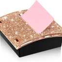 Eersida Rhinestone Self Stick Note Pad Holders 4 x 4 Inches Memo Sticky Dispenser Note Holder Sticky Dispenser for Office Home Desk Supplies(Rose Gold)
