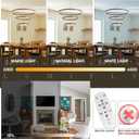 3 Ring Chandelier Modern LED Pendant Light for Dining Room Circular Round Chandelier Dimmable with Remote Control Flush Mount High Ceiling Lights for Staircase Entryway, 24 Inches 3000K-6500K