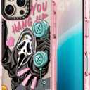 Compatible for iPhone 16 Pro Case Cute - Durable Shockproof 6.6 ft Drop Impact Phone Case - Glitter Pink Funny Skeleton Design for iPhone 16 Pro 6.3"