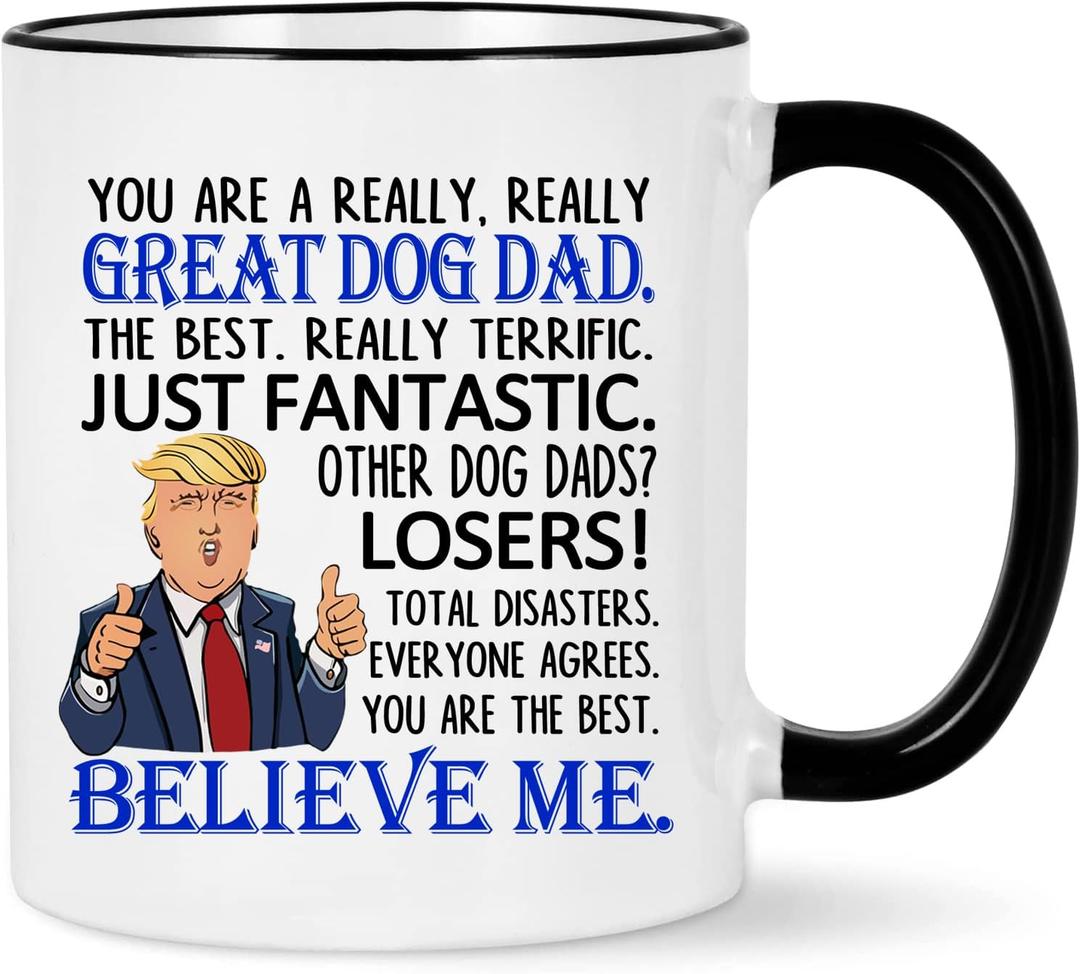 3 x WENSSY You're a Really Dog Dad Mug, Best Dog Dad Gifts, Funny Birthday Father's Day Gifts for Dogdad from Daughter Son 11 OZ Black Handle