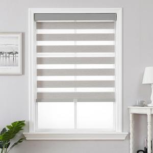 Joydeco Linen Zebra Blinds for Indoor Windows, 34.5" W x 72" H, Grey