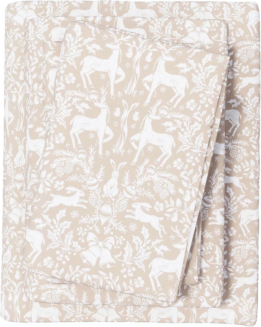 Great Bay Home Christmas Flannel Sheet Set California King Size - 100% Turkish Cotton, Double-Brushed, Winter Bed Sheets - Ultra-Soft, Cozy, 4-Piece Holiday Bedding Set (Reflections)