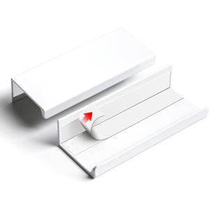 5 Pack 3 inch self Adhesive Cabinet pulls Cabinet Finger pulls Bright White Adhesive Cabinet Handles Concealed Finger pulls for cabinets Drawer pulls Stick on Handles Edge Seam Flat Handles