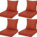 Outdoor Chair Cushions 19x19 Inch, Waterproof Fade Resistant Deep Seat and Backrest Cushion Set for Patio Furniture, Rust, Set of 4