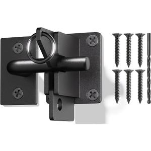 Hulave 304 Stainless Steel Fence Gate Latch, Self-Locking Gravity Gate Latch, Heavy Duty Privacy Gate Latch for Wooden Fence, Metal Gate & Vinyl Fence Gate Hardware (Black)