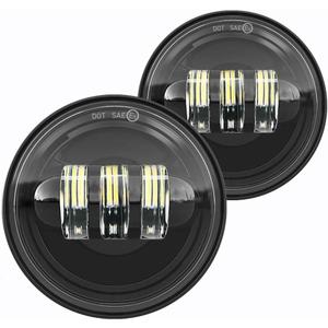 4.5 inch Motorcycle LED Fog Passing Lights Compatible with Harley Davidson Road King Ultra Classic Fat Boy Street Glide CVO Tri Glide Heritage Softail Deluxe Switchback Electra Glide Ultra 2PC black