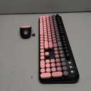 FD Wireless Keyboard and Mouse Combo - 2.4G Full-Sized Cute Colorful Mouse and Keyboard with 104 Round Keys Retro Typewriter Keyboards for Laptop/Windows/PC - Pink Gradient