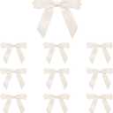 20 PCS 4.5" Mini Ribbon Bow Ivory Satin Ribbon Pre-tie Bows for Crafts Gift Wrapping Bakery Candy Bags Hair Wedding Christmas