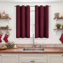 YoungsTex Burgundy Blackout Curtains 45 Inches Longfor Bedroom Kitchen Window - Wine Red Short Thermal Insulated Drapes with Grommet Room Darkening for Bathroom, 42 X 45 Inch, 2 Panels