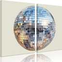 Baccone Disco Ball Wall Art Aesthetic Preppy Canvas Wall Decor Disco Ball Poster Funky Wall Art Trendy Prints Retro Art Girly Pictures for Living Room Bedroom 16x24 Inch Wrapped Canvas Set of 2