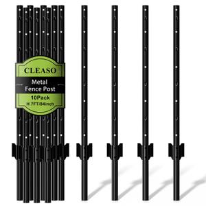 Metal Fence Posts Heavy Duty U-Post Stakes for Wire Fencing, 7 FT Black