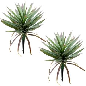 2 PCS Large Lifelike Artificial Agave Plants, UV Resistant Unpotted Succulents for Indoor & Outdoor Decor (20 Inch) (Green)