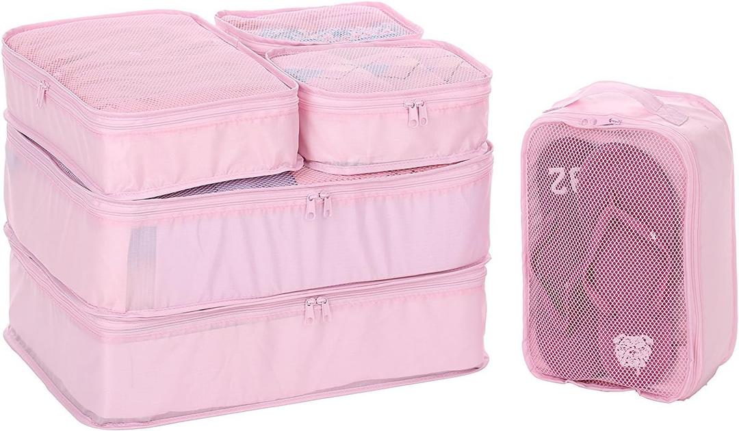 JJ POWER Travel Packing Cubes, Luggage Organizers with Shoe Bag (Pink)