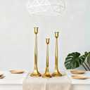 Set of 3 Gold Iron Candlestick Holders  Tapered Candle Holders for 3/4" Candles, Tall Candle Stick Set for Dining Table, Wedding, and Home Dcor