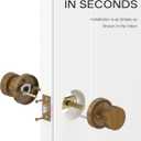 4 x Asidrama 4 Pack Antique Brass Passage Door Knobs with Lock, Vintage Door Handles with Antique Brass Door Knobs Interior for Bedroom or Bathroom, Heavy Duty Door Lever for Left Right Sided Doors