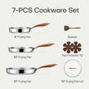 CAROTE 7-Piece Tri-Ply Stainless Steel Frying Pan Set, Skillet Set 8"/10"/12", Induction Compatible, Oven & Dishwasher Safe, Gold Handle