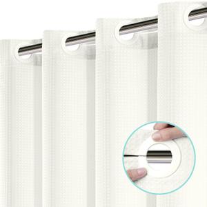 No Hook Shower Curtain, Waffle Weave Thick Fabric Shower Curtains for Bathroom, 258 GSM Luxury Polyester Cloth Bath Curtain with 10 Built in Grommets, 72W x 86H, Cream (72"W x 86"L (Pack of 1))
